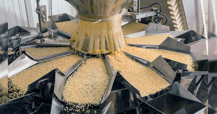 equipamento demostrando o empacotamento de qualidade de grãos