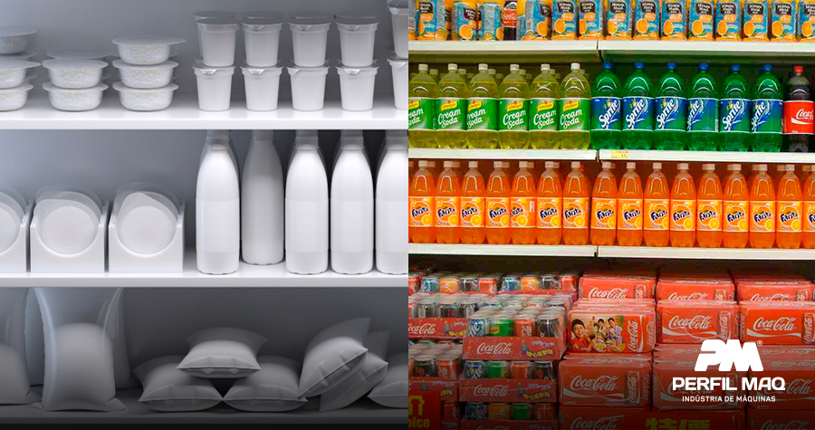 Prateleira de supermercado mostrando a importância da embalagem no marketing