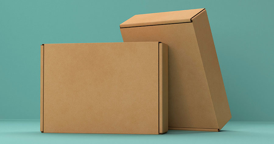 duas caixas de papelão que são embalagem para exportação